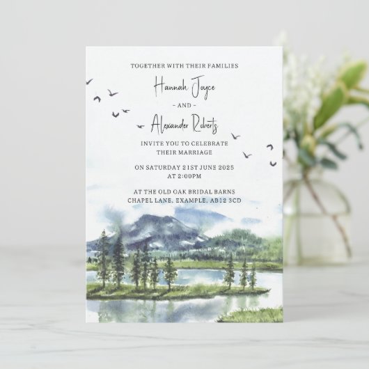 Grote Meren bruiloft uitnodiging (Staand voorkant)