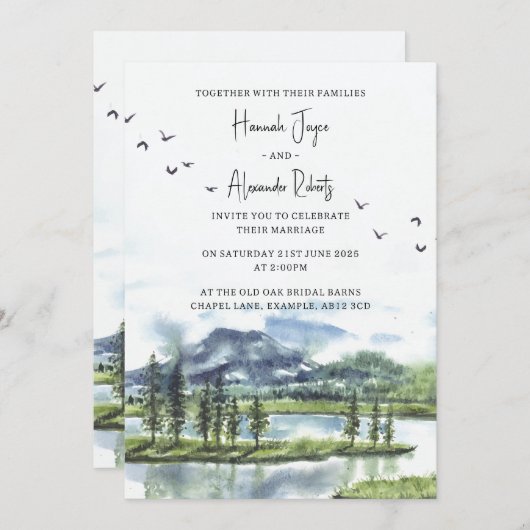 Grote Meren bruiloft uitnodiging (Voorkant / Achterkant)