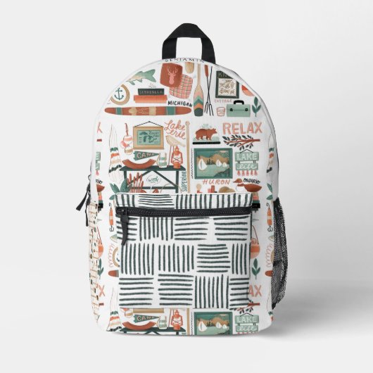 Grote Meren Camping Wilderness | Monogram Bedrukte Rugzak (Voorkant)