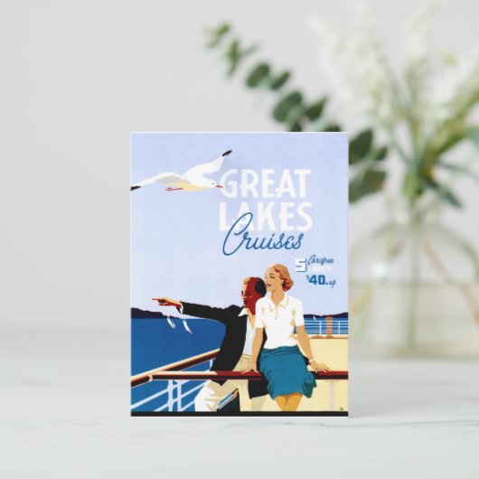 Grote meren cruises, koppel op een boot, briefkaart (Staand voorkant)