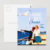 Grote meren cruises, koppel op een boot,  briefkaart (Voorkant / Achterkant)