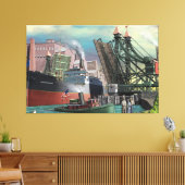 Grote meren die door de buffelboer rijden canvas afdruk (Insitu (Woonkamer))