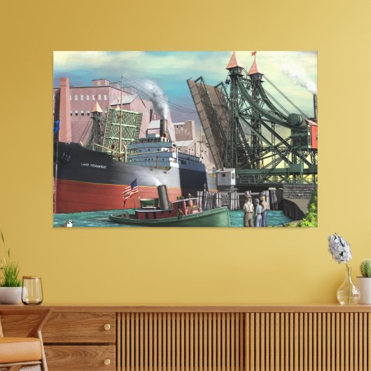 Grote meren die door de buffelboer rijden canvas afdruk (Insitu (Woonkamer))