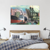 Grote meren die door de buffelboer rijden canvas afdruk (Insitu (Slaapkamer))