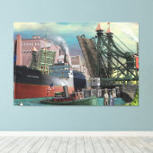 Grote meren die door de buffelboer rijden canvas afdruk (Insitu (Houten vloer))