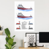 Grote Meren Freighter Edward L. Ryerson Geschieden Poster (Thuiskantoor)