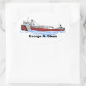 Grote meren Freighter George A. Sloan Key GLF Ovale Sticker (Tas)