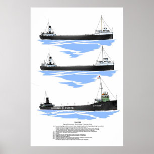Grote meren Freighter Grand Island - geschiedenis Poster