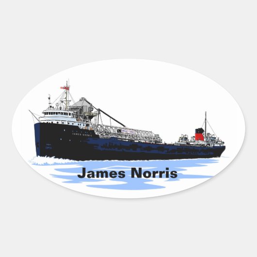 Grote Meren Freighter James Norris Ovale Sticker (Voorkant)