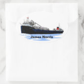 Grote Meren Freighter James Norris Ovale Sticker (Tas)