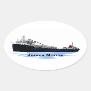 Grote Meren Freighter James Norris Ovale Sticker