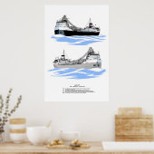 Grote meren Freighter Saginaw-geschiedenis Poster (Keuken)