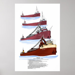 Grote meren Freighter Sylvania Geschiedenis Poster