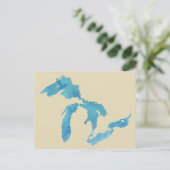 Grote meren kaart silhouet in waterverf (Staand voorkant)