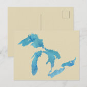 Grote meren kaart silhouet in waterverf (Voorkant / Achterkant)