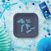 Grote Meren kaart silhouet Papieren Bordje (Feest)