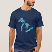 Grote Meren kaart silhouet T-shirt (Voorkant)