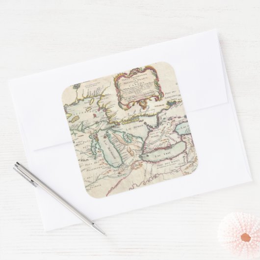 Grote Meren  kaart Vierkante Sticker (Envelop)