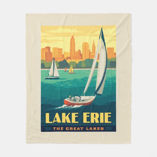 Grote Meren | Lake Erie Fleece Deken (Voorkant)
