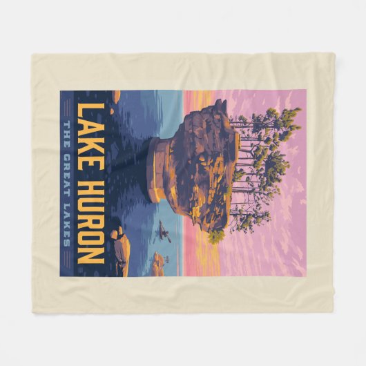 Grote Meren | Lake Huron Fleece Deken (Voorkant (Horizontaal))