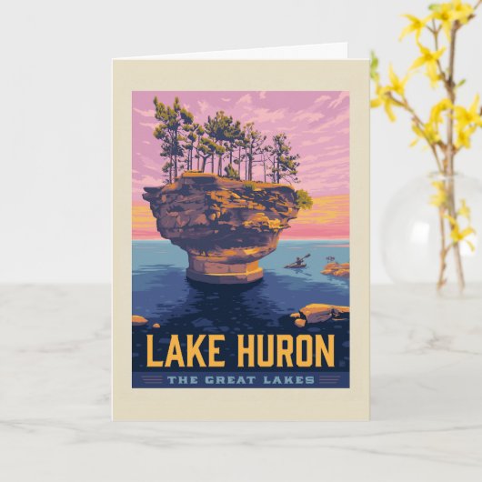 Grote Meren | Lake Huron Kaart (Gele Bloem)