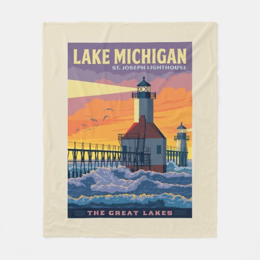Grote Meren | Lake Michigan Fleece Deken (Voorkant)