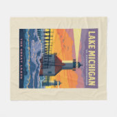 Grote Meren | Lake Michigan Fleece Deken (Voorkant (Horizontaal))