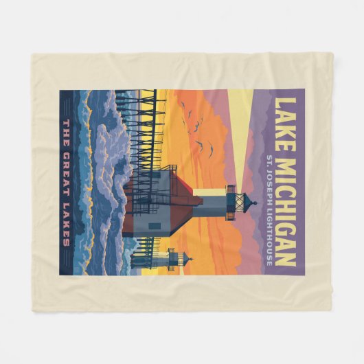 Grote Meren | Lake Michigan Fleece Deken (Voorkant (Horizontaal))