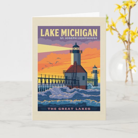 Grote Meren | Lake Michigan Kaart (Gele Bloem)