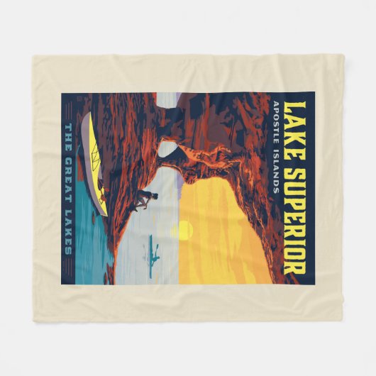 Grote Meren | Lake Superior Fleece Deken (Voorkant (Horizontaal))