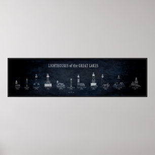 GROTE MEREN LIGHTHOUSSEN BLUEPRINT POSTER