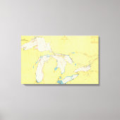 Grote Meren Nautische kaart en kaart Canvas Afdruk (Voorkant)
