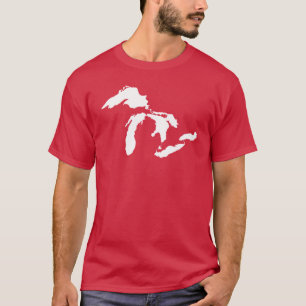 Grote Meren Omtrek Wit T-shirt