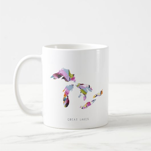 Grote meren Silhouette Map Coffee Mok (Links)