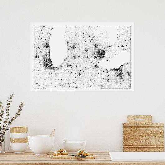 Grote meren Steden Census Dotmap Poster (Keuken)