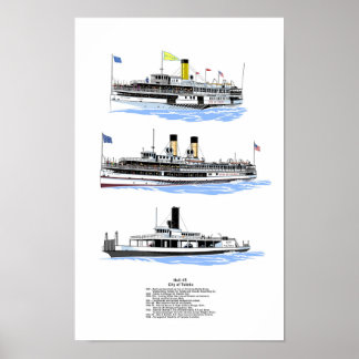Grote Meren stoomboot Stad Toledo Poster
