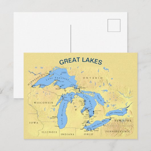 Grote Meren uit Noord-Amerika Briefkaart (Voorkant / Achterkant)