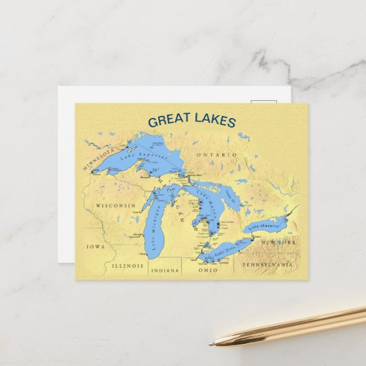 Grote Meren uit Noord-Amerika Briefkaart (Voorkant / Achterkant in situ)