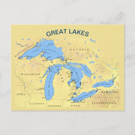 Grote Meren uit Noord-Amerika Briefkaart (Voorkant)