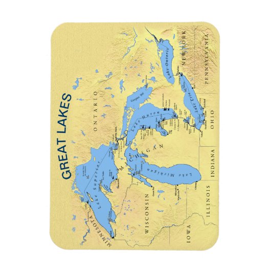 Grote Meren uit Noord-Amerika Magneet (Verticaal)
