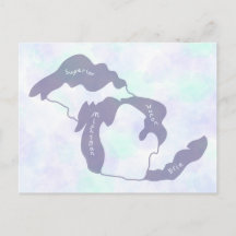 Grote Meren van Michigan Aquarel Kaart Ansichtkaar