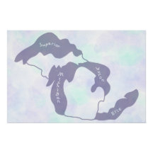 Grote Meren van Michigan Aquarel Kaart