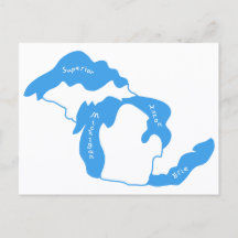 Grote Meren van Michigan Kaart Ansichtkaart