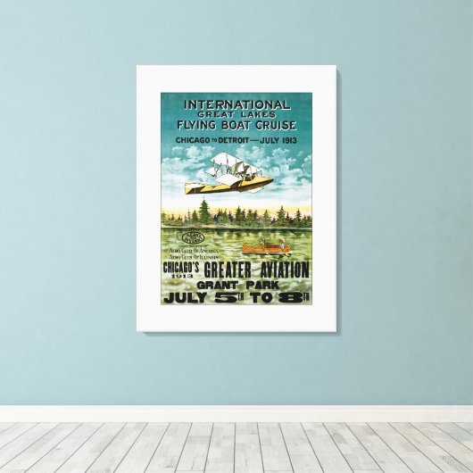 Grote meren vliegende boot canvas afdruk (Insitu (Houten vloer))