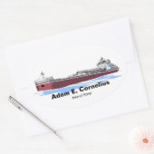 Grote Meren, vrachtschip Adam E. Cornelius (Inland Ovale Sticker (Envelop)