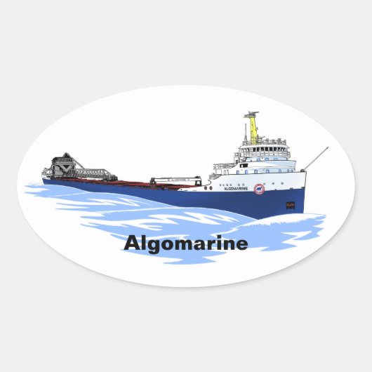 Grote Meren, vrachtschip Algomarine Ovale Sticker (Voorkant)