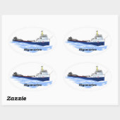 Grote Meren, vrachtschip Algomarine Ovale Sticker (Vel)