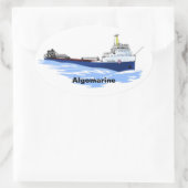 Grote Meren, vrachtschip Algomarine Ovale Sticker (Tas)