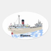 Grote Meren, vrachtschip Alpena Ovale Sticker (Voorkant)