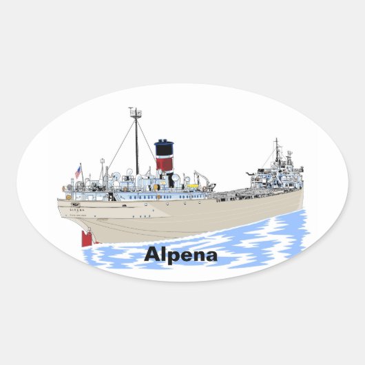 Grote Meren, vrachtschip Alpena Ovale Sticker (Voorkant)